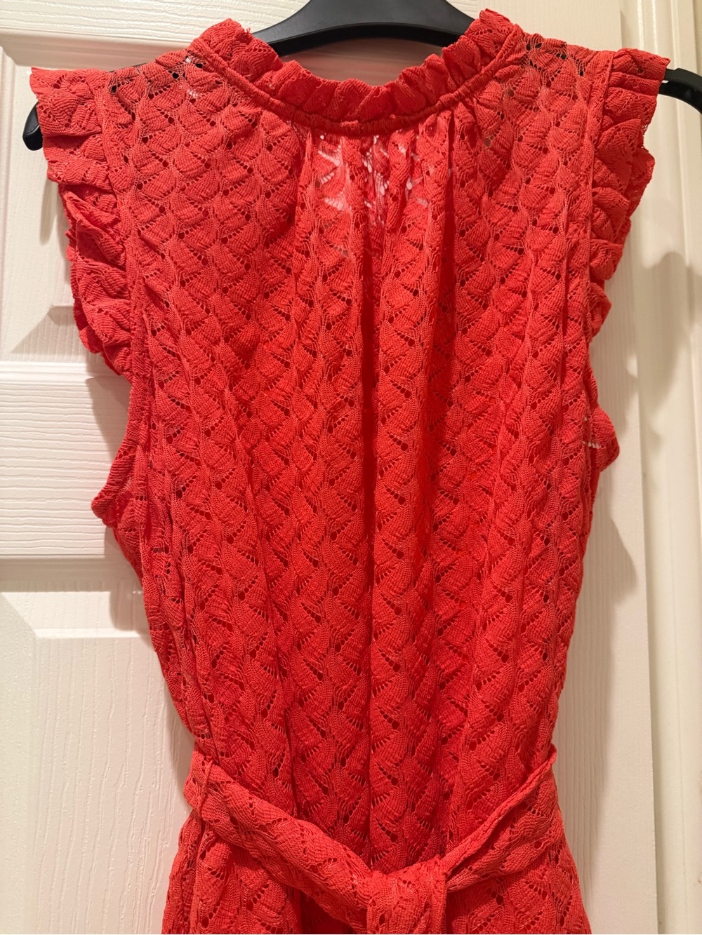 julia jordan Red Lace Sleeveless Tie-Waist Tunic